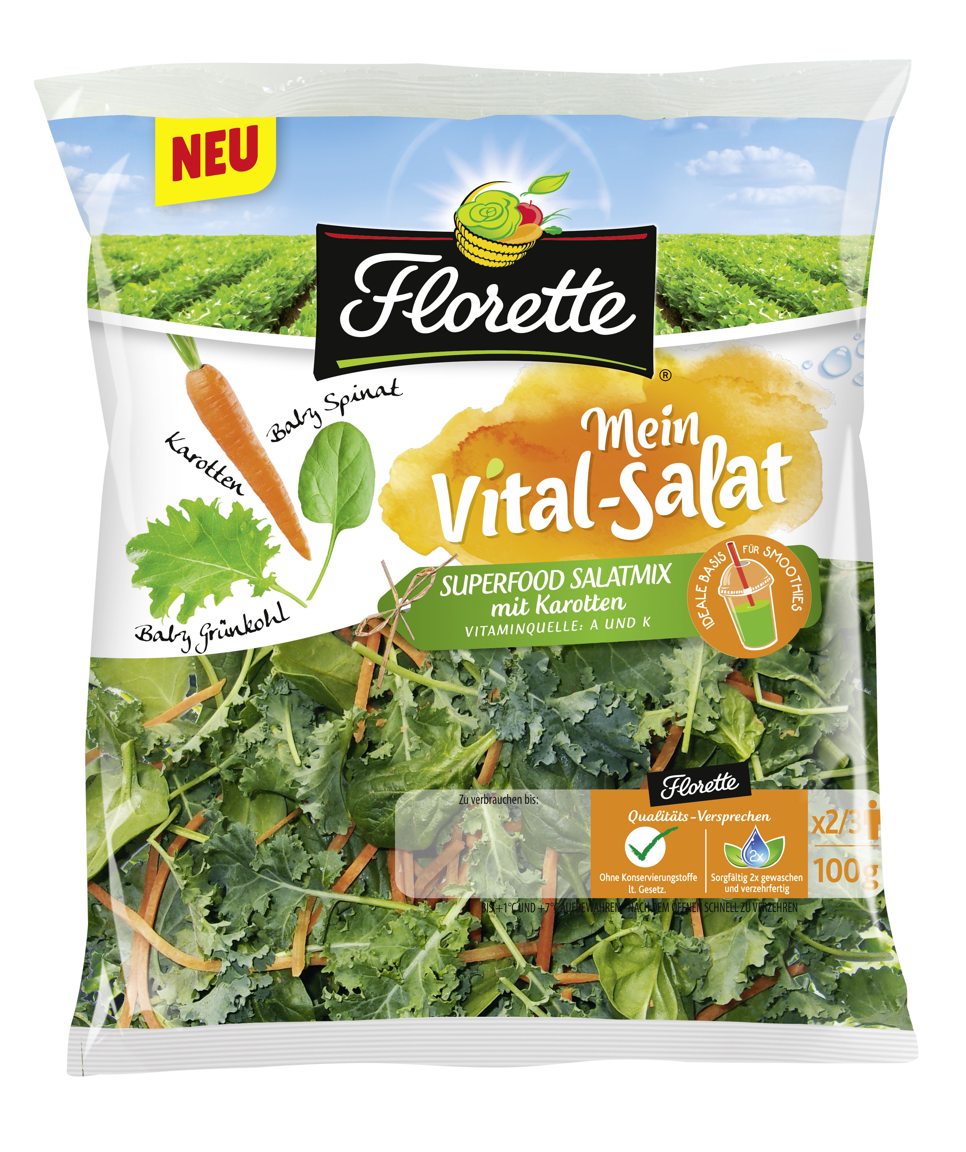 Florette Mein Vital-Salat Superfood Salatmix mit Karotten