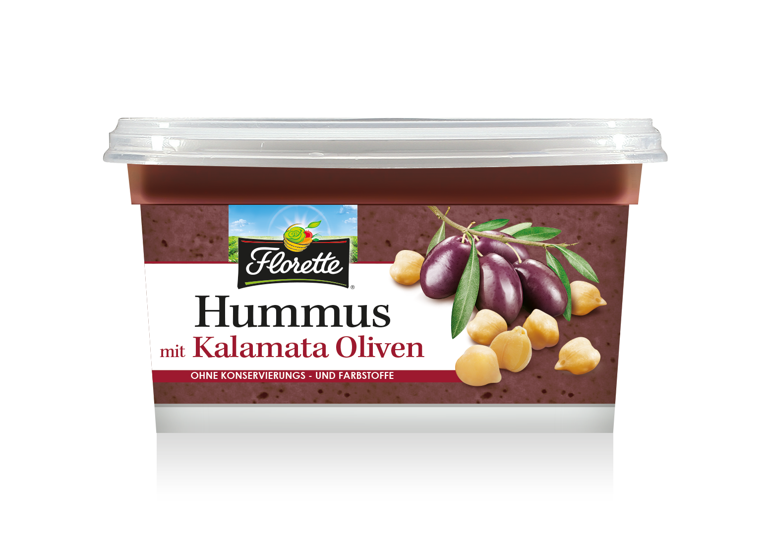 Hummus mit Kalamata Oliven 3D HD