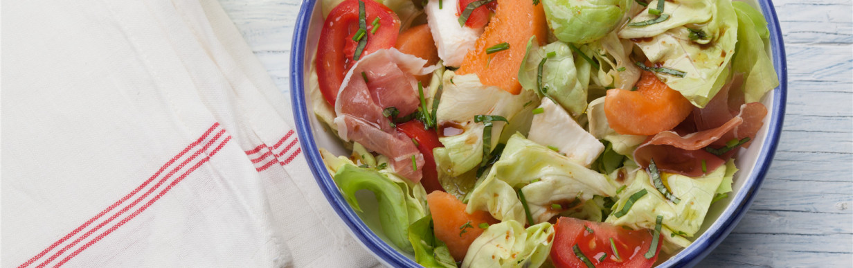 Salat Melone und Parmaschinken