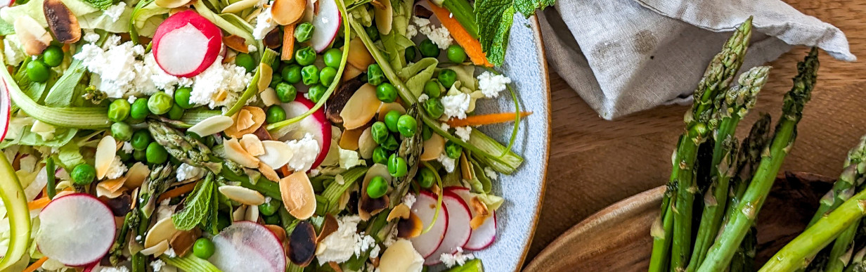 Frühlingsgefühl mit Erbsen grünem Spargel & Radieschen