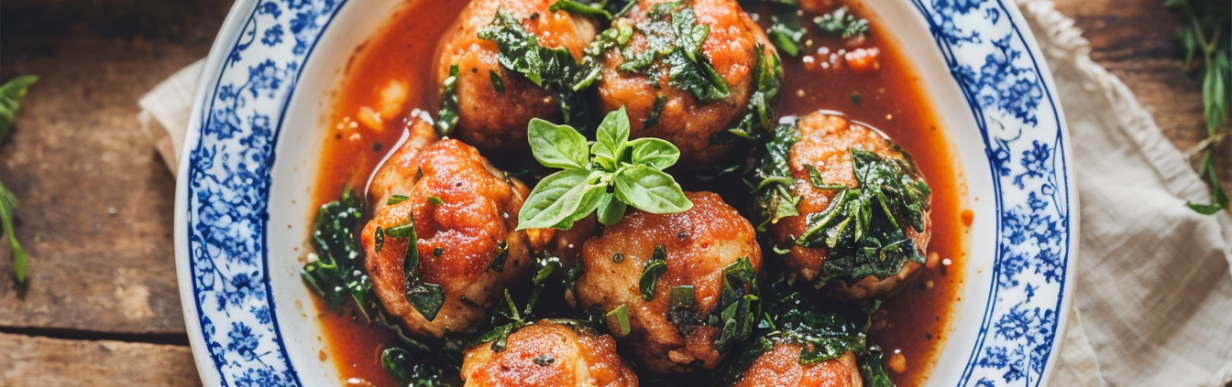 Spinatknödel mit Tomatensoße