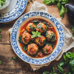 Foto - Spinatknödel mit Tomatensoße - 