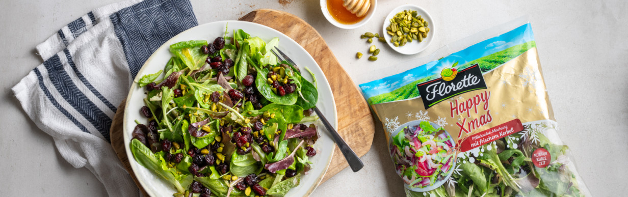Leichter Winter-Salat mit Zimt-Vinaigrette und Florette Happy Xmas